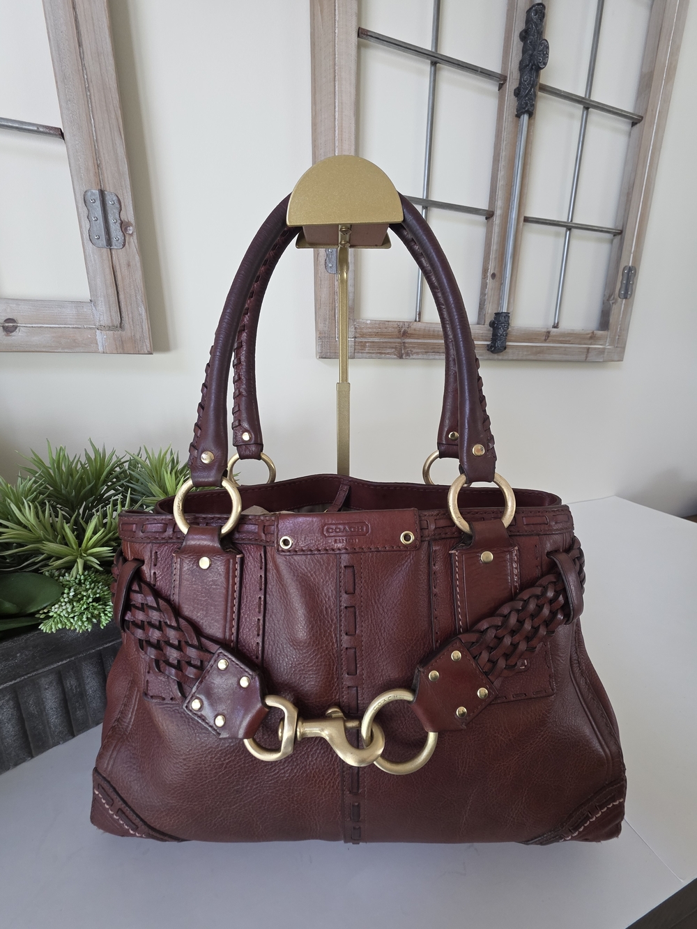 Vintage Coach Hamptons Braided Cognac Leather Carryall Bag Y2K Limited Edition - Picture 12 of 16